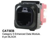 Connected Cat5e Mech Black Fits Clipsal, Connected, SPARKELEC Wall Plates